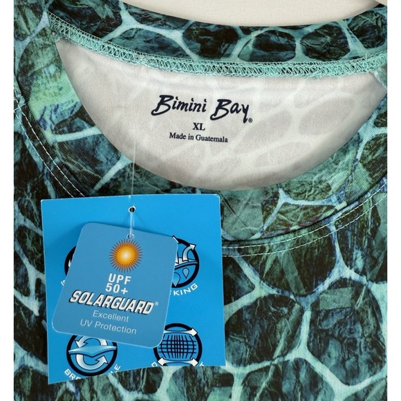 Bimini Bay Outfitters Turqoise Shirt  XL Turtle Pattern Fade Fishing NWT - Picture 6 of 10